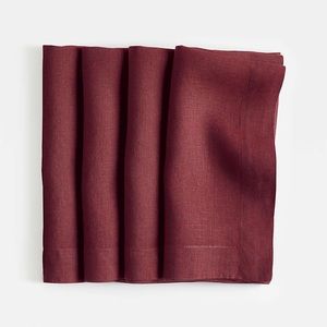 Crate&Barrel Marin Merlot Red Linen Napkin, Set of 4